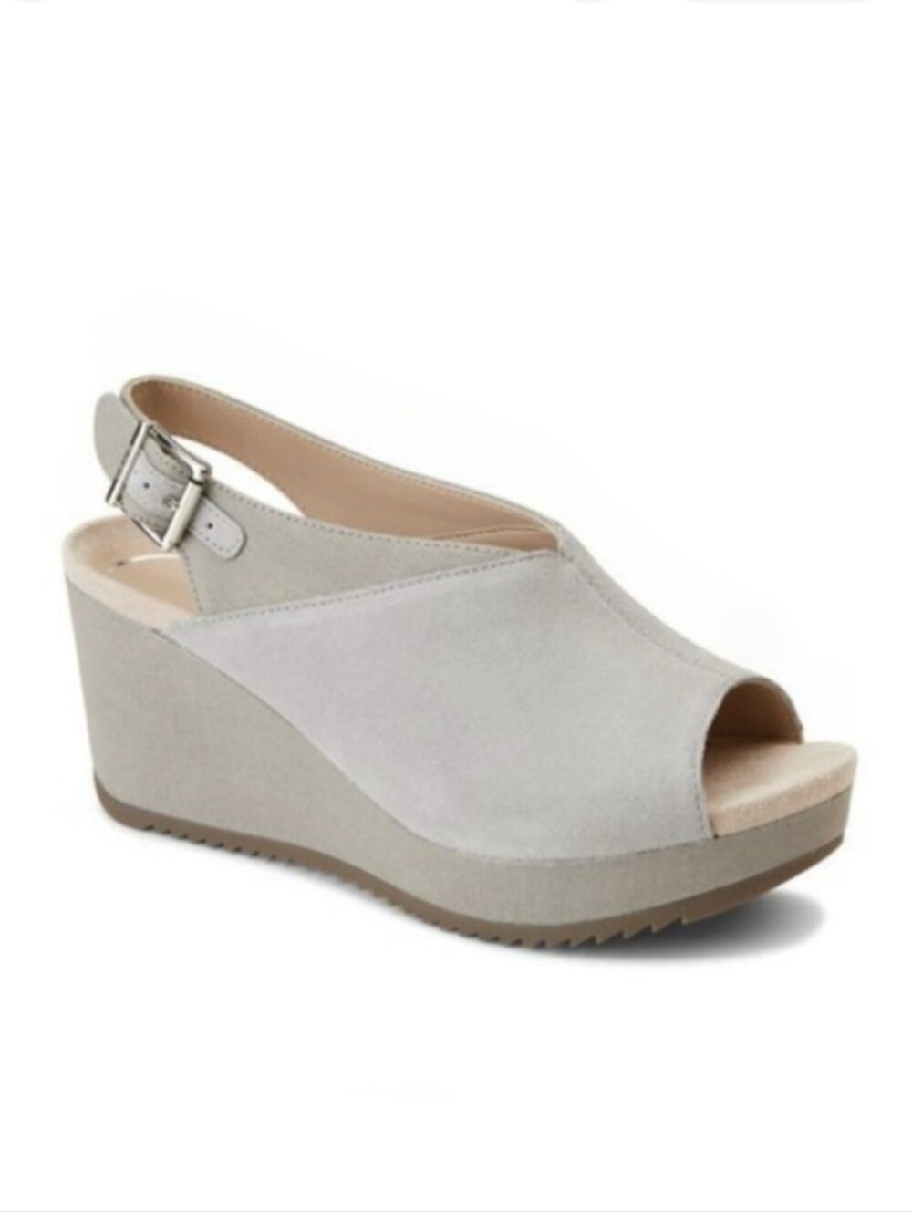 Women's Open-Toe Wedge Slingback Sandals in Light Gray